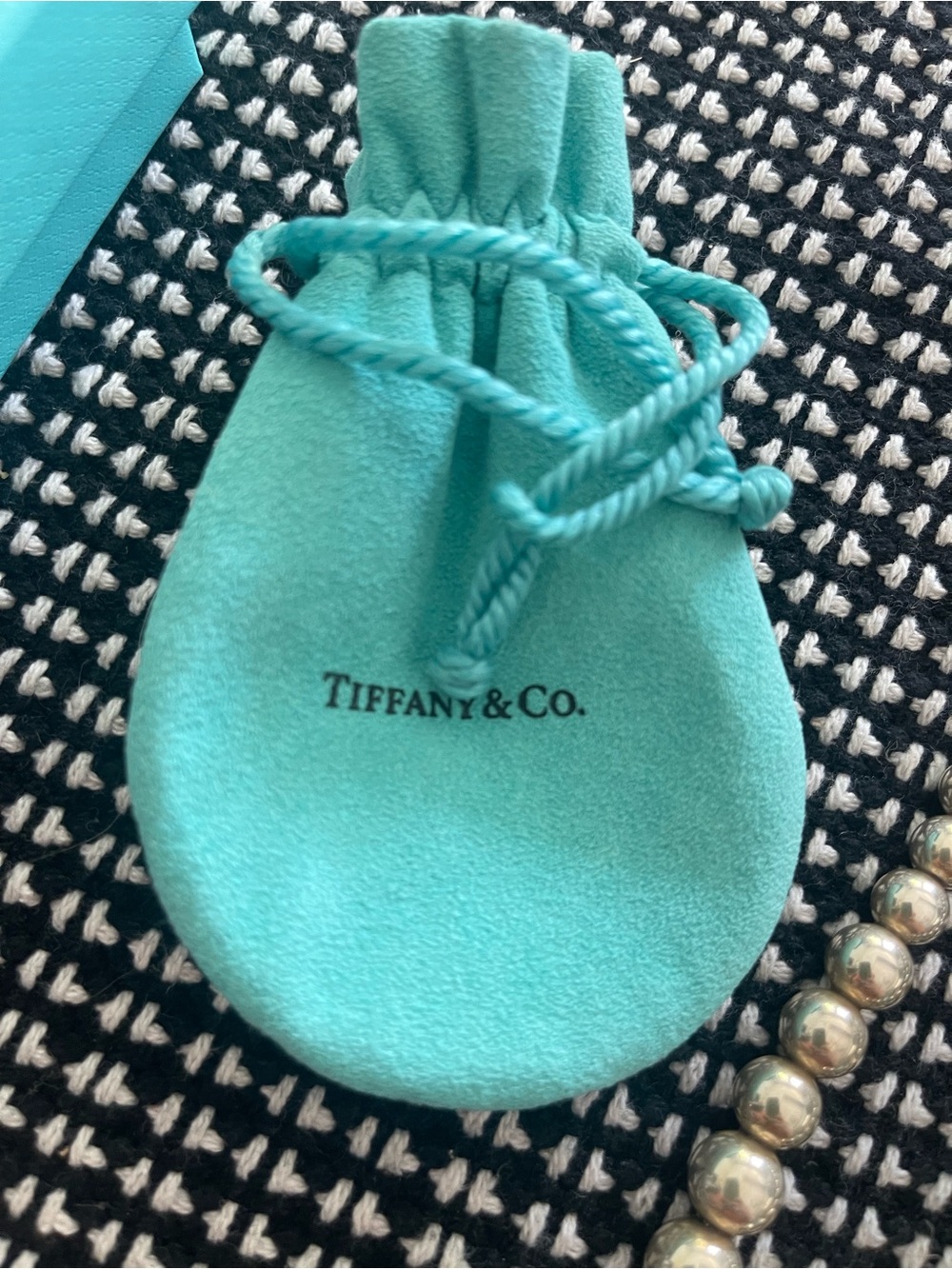 Tiffany & Co. Sterling Silver Bead Necklace with Signature Blue Pouch and box - Picture 5 of 6